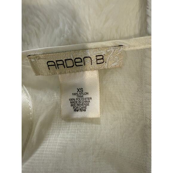 Arden B. White Sheer Long-Sleeved Peplum Blouse with Lace and Pintuck Details - Picture 3 of 3